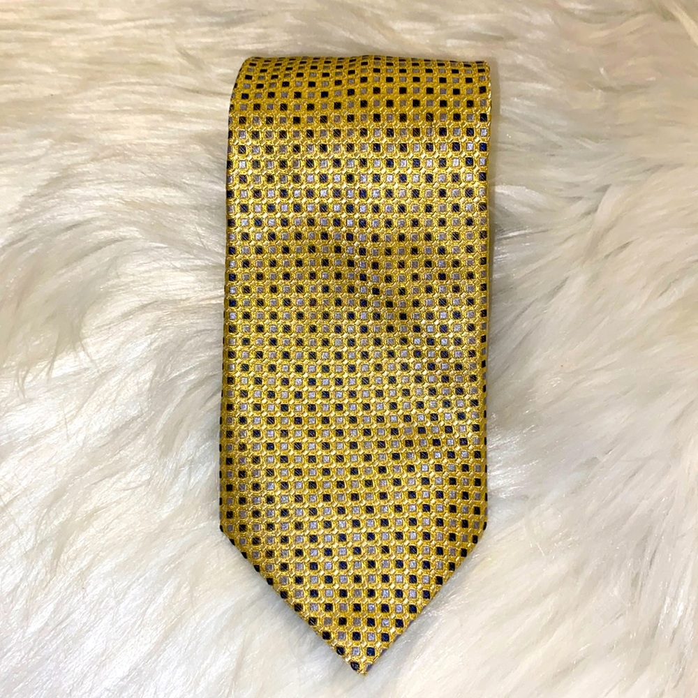 VNTG Nautica Metallic Silver Yellow Gold & Blue Shimmer Skinny Neck Tie 48”x 3”